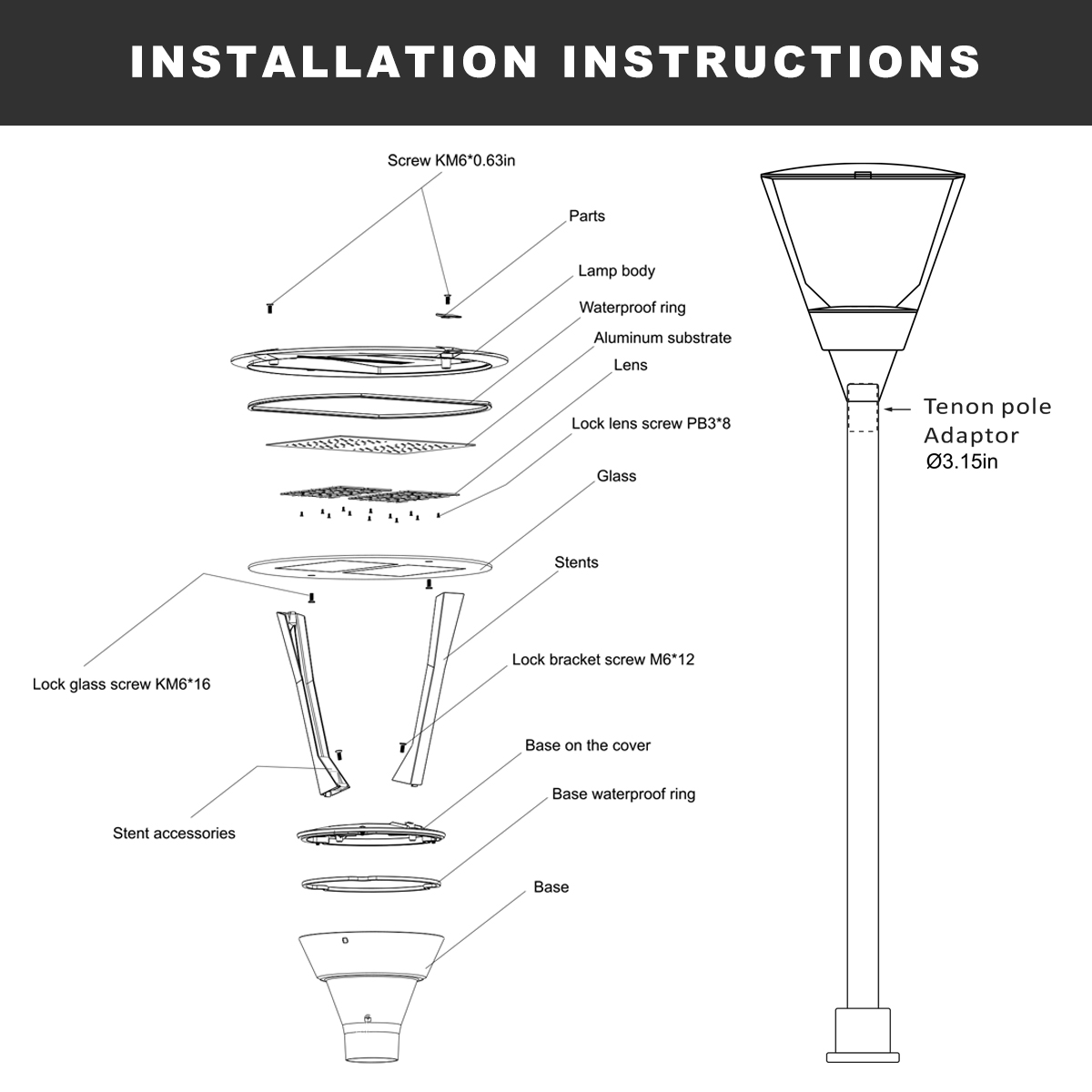 ENM-LGL01 POST TOP Led Garden light