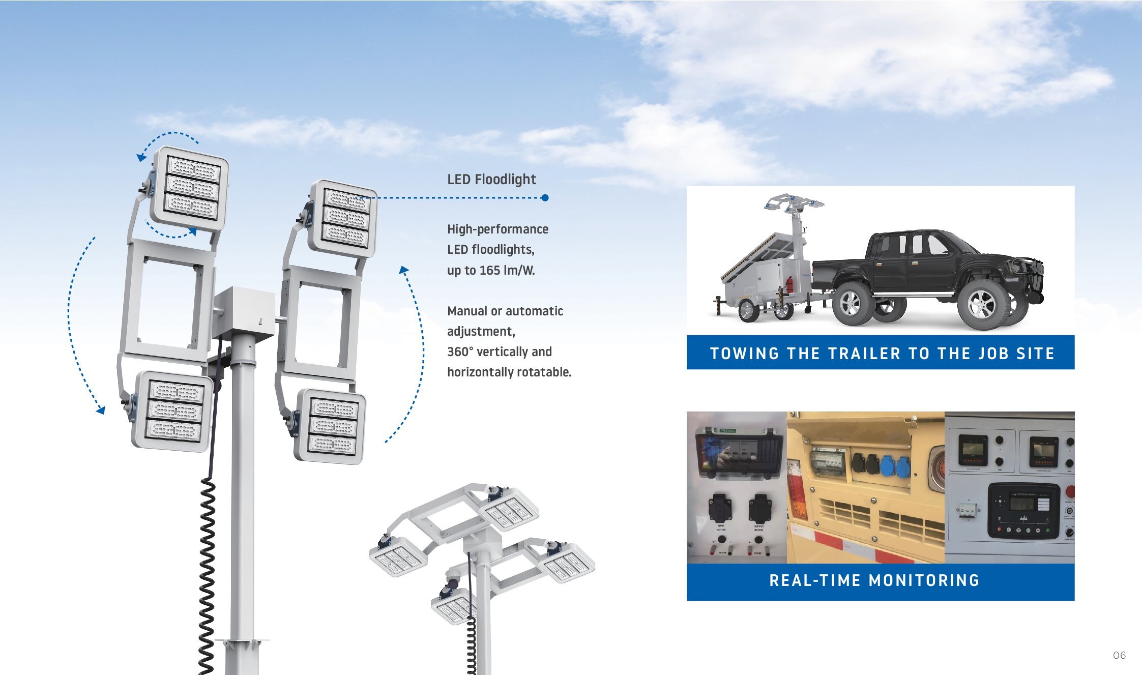 Trailer Mounted Construction Portable Solar Mobile Light Tower