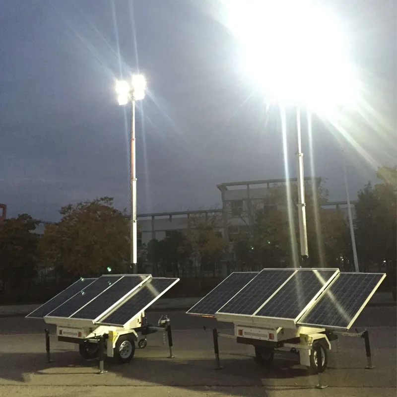 Trailer Mounted Construction Portable Solar Mobile Light Tower