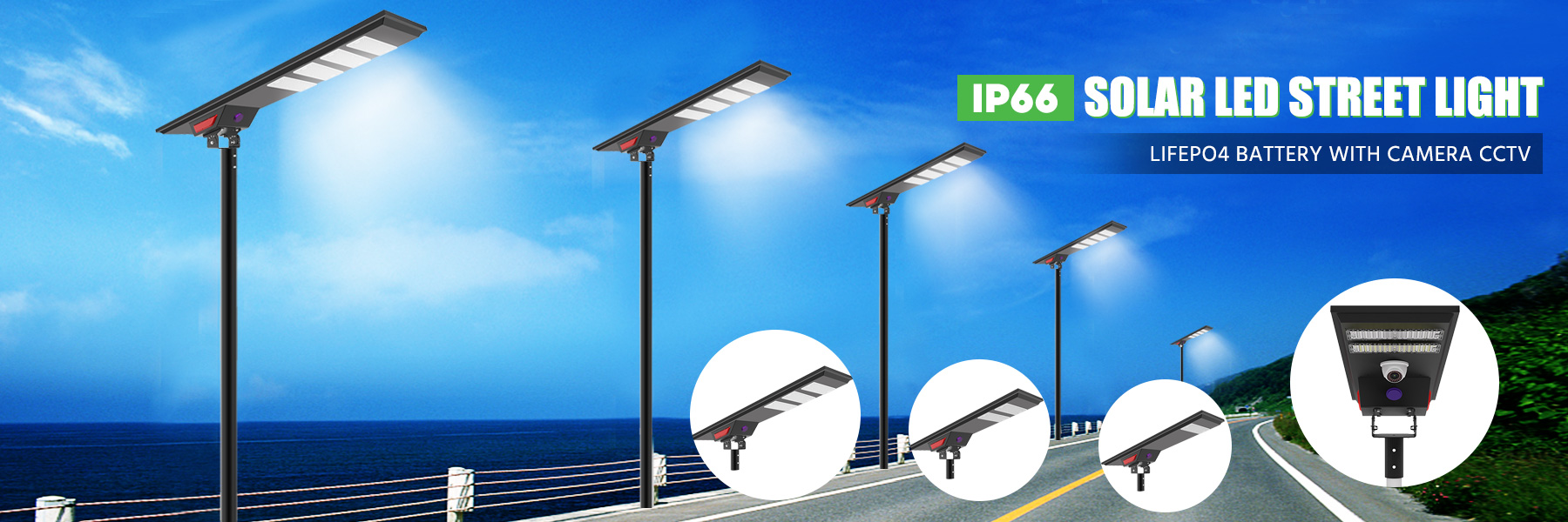 SS06 outdoor solar led street light LiFePO4 battery with camera CCTV