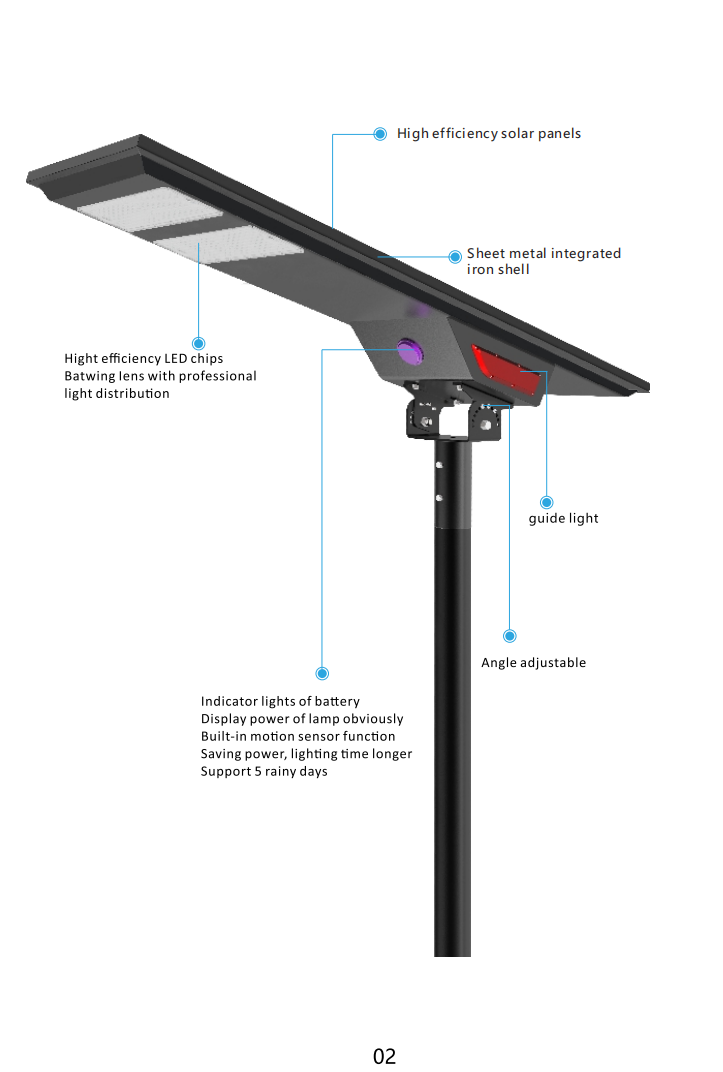 SS06 outdoor solar led street light LiFePO4 battery with camera CCTV