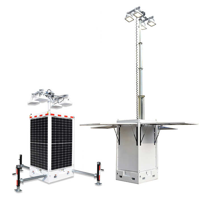 Telescopic Mast Automatic Electric Lifting Up 360 Rotation LED Mobile Light Tower For Rental Business