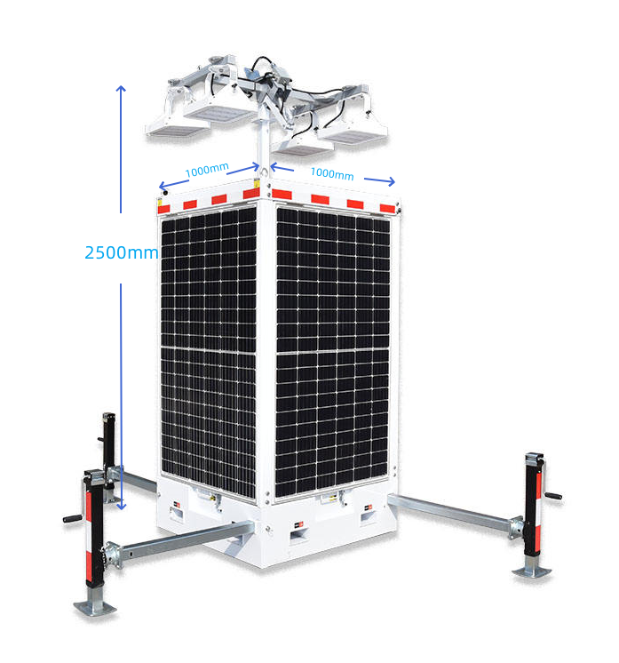 Telescopic Mast Automatic Electric Lifting Up 360 Rotation LED Mobile Light Tower For Rental Business