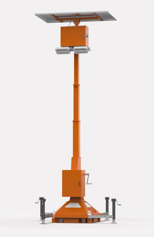 4m telescopic mast Installation portable solar light tower for road lighting