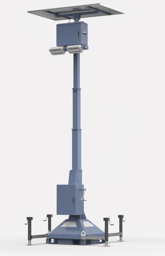 4m telescopic mast Installation portable solar light tower for road lighting